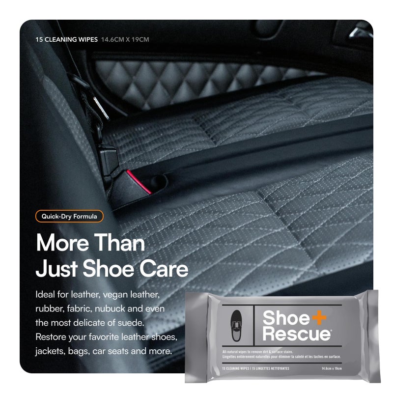 Boot Rescue ShoeRescue All-Natural Cleaning Wipes. Remove Dirt & Surface Stains from Leather & Suede Shoes & Boots. Box of 10 Individually Wrapped Wipes. - Image 5